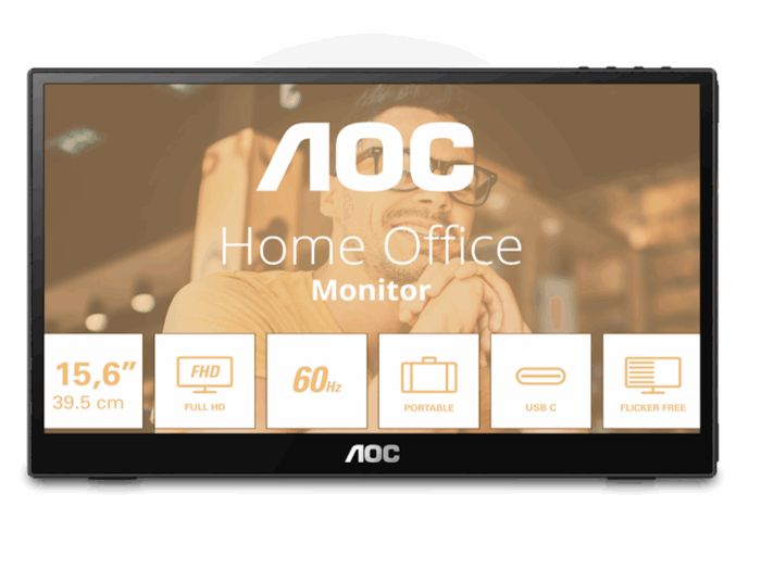 Monitor AOC 16T3EA 15,6"/IPS/1920x1080/60Hz/4ms GtG/USB C/prenosni/crna