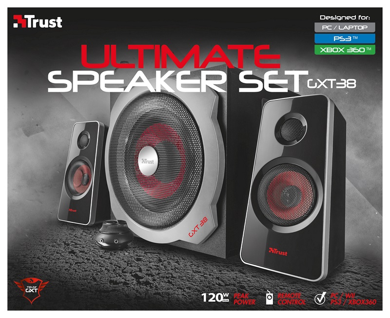 Zvucnik TRUST GXT 38 2.1/120W(60W RMS)/Ultimate Bass/gaming/crna