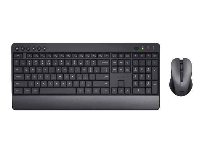 Tastatura+miš TRUST TREZO bežicni set/Silent/US/crna