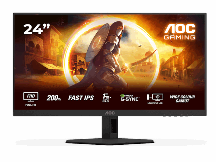 Monitor AOC 24G4HRE 23.8"/IPS/1920x1080/200Hz/1ms GtG/HDMIx2,DP/Gsync,freesync/zvucnici/crna