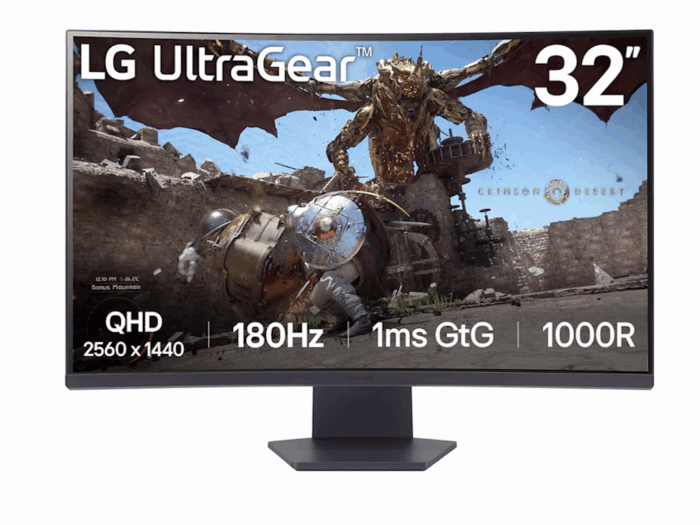 Monitor LG 32GS60QC-B 31.5"/VA,zakrivljen/2560x1440/180Hz/1ms GtG/HDMIx2,DP/freesync/VESA/crna
