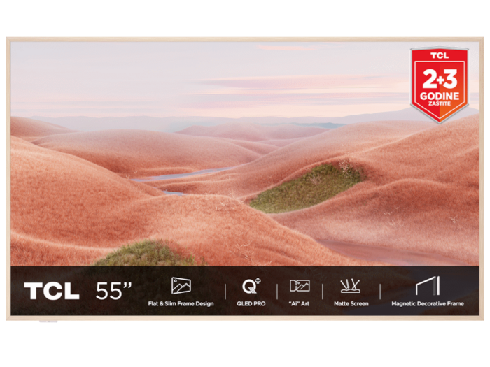 Televizor TCL 55A300W/QLED/55"/4K UHD/144Hz/Matte Screen/"Ai" Art/Google TV/frame