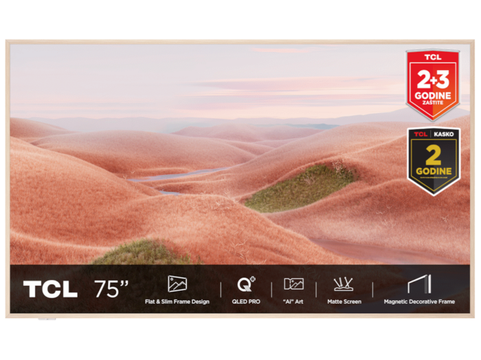 Televizor TCL 75A300W/QLED/75"/4K UHD/144Hz/Matte Screen/"Ai" Art/Google TV/frame