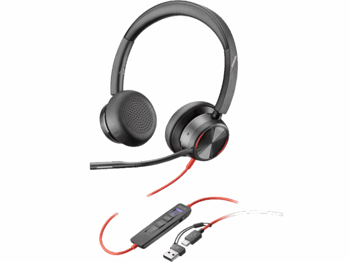 Slušalice HP Poly Blackwire 8225 Stereo MS Teams Cert USB-C Headset +USB-C/A Adapter/8X225AA/crna