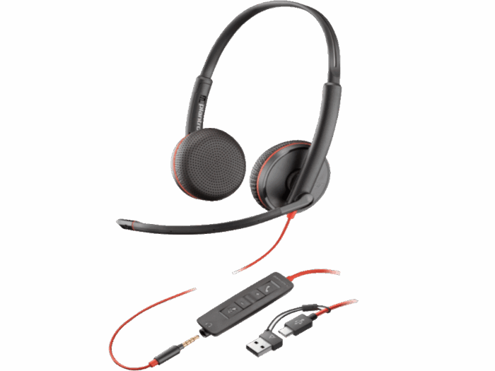 Slušalice HP Poly Blackwire 3225 Stereo USB-C Headset +3.5mm Plug +USB-C/A Adapter/8X229AA/crna