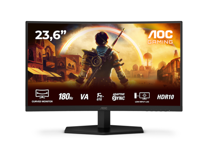 Monitor AOC C24G42E 23.6"/VA,zakrivljen/1920X1080/180Hz/4 ms GtG/HDMIx2,DP/Adaptive Sync/VESA/crna