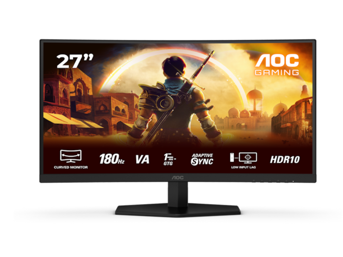 Monitor AOC C27G42E 27"/VA,zakrivljen/1920X1080/180Hz/1 ms GtG/HDMIx2,DP/Sync/VESA/zvucnici/crna