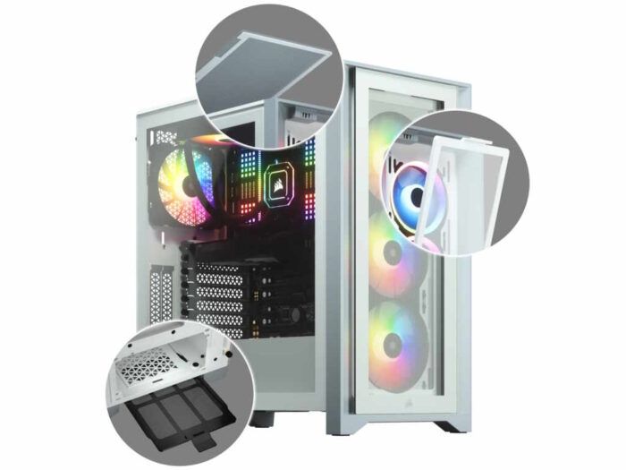 Kucište CORSAIR iCUE 4000X Mid-Tower/ATX/kaljeno staklo/bez napajanja/RGB/bela