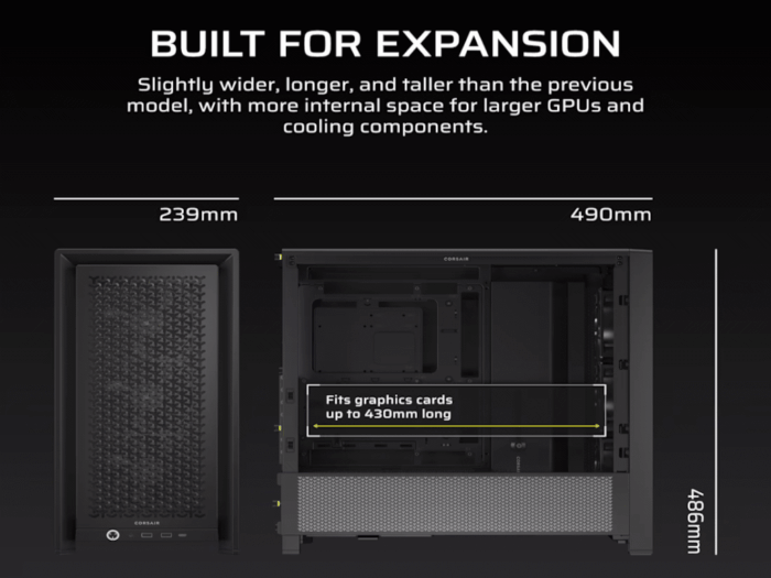 Kucište CORSAIR FRAME 4000D RS Mid-Tower/ATX/kaljeno staklo/bez napajanja/crna