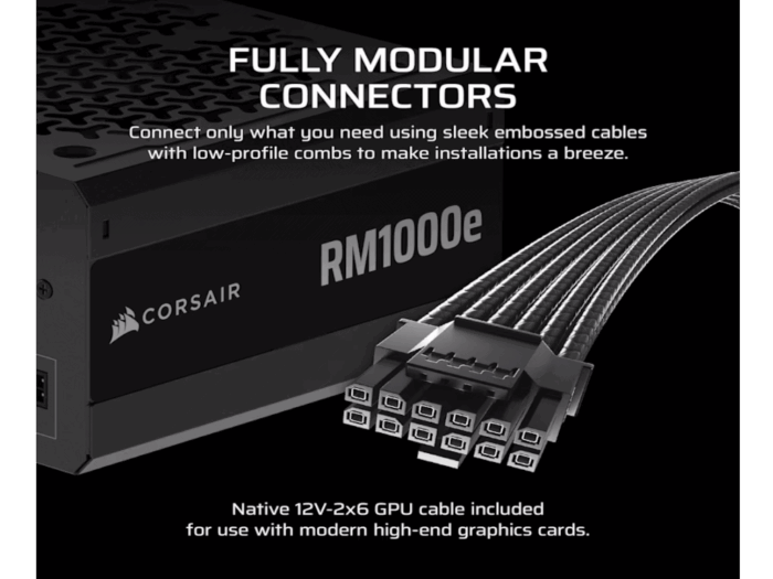 NAPAJANJE CORSAIR RM1000e 1000W/ATX 3.1/PCIe 5.1/80+GOLD/modularno/CRNA