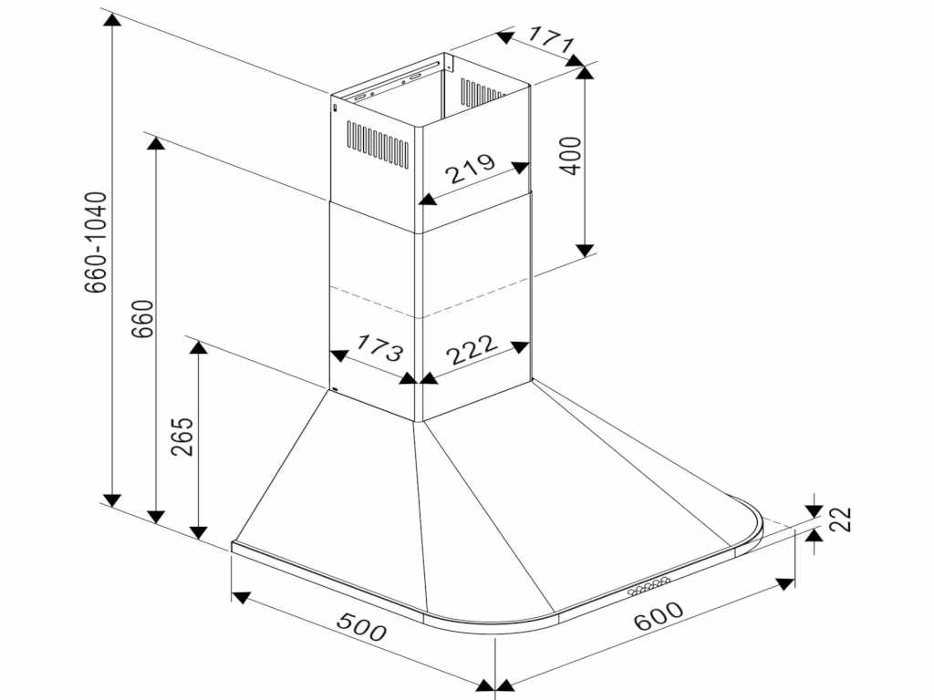 Aspirator TESLA DC600AXP/kaminski/60cm/630m3/h/inox - Slika 4
