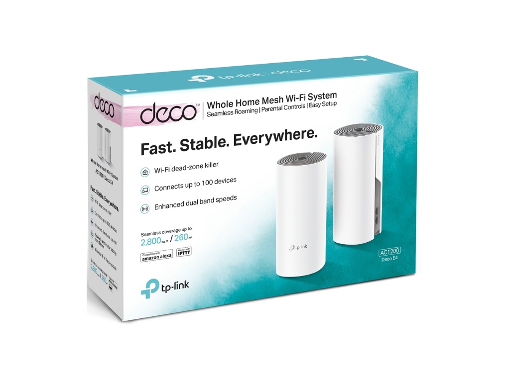 Mrežni mesh sistem TP-LINK DECO E4(2-PACK) Wi-Fi/AC1200/867Mbps/300Mbps/2x LAN/2 antene