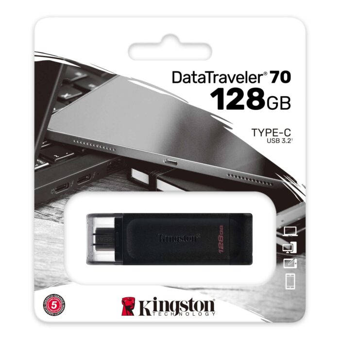 USB memorija KINGSTON DT70/128GB/DataTraveler/3.2/crna