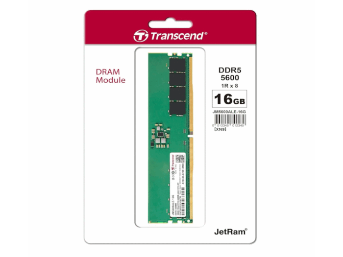 Memorija TRANSCEND 16GB/DIMM/DDR5/5600MHz/CL46/crna