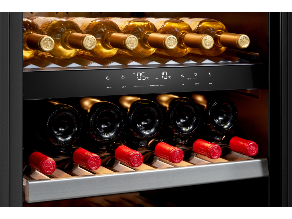 Vinska vitrina TESLA RW430M/E/dve zone/drvene police/193 boce/59,5x70,5x184,5/crna - Slika 2