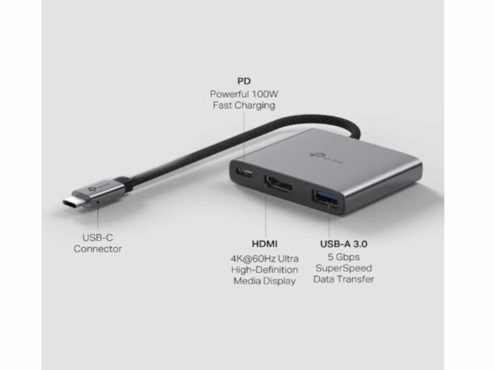 Hub TP-LINK UH3020C USB Type-C 3-Port Hub/1*HDMI 4K@60Hz//1*PD 100W/1*USB Type-A 5Gbps