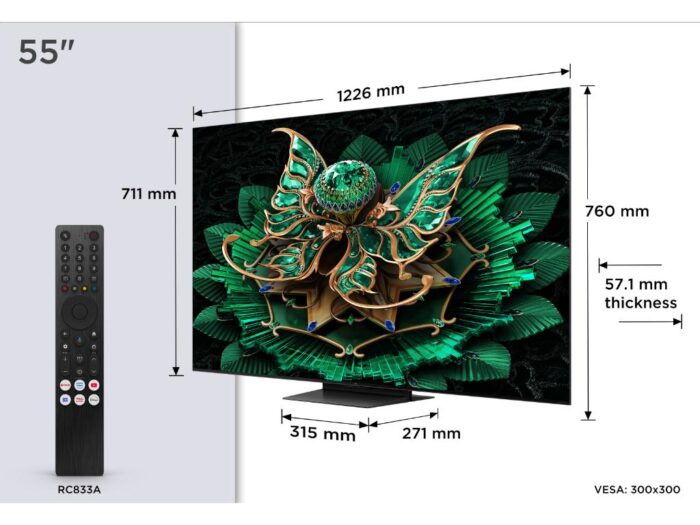 Televizor TCL 55C7K/MiniLED-QLED/55"/4K UHD/144Hz/Google TV/crna