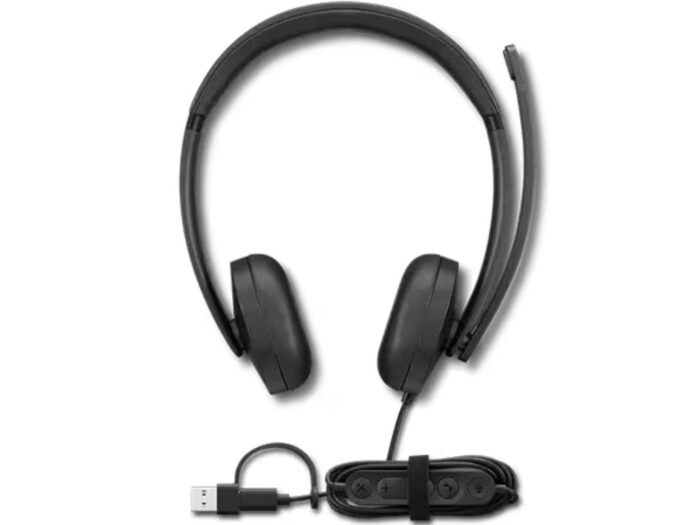 Slušalice LENOVO VoIP Headset 5000 žicne /USB-C+adapter USB-A/ Teams/crna