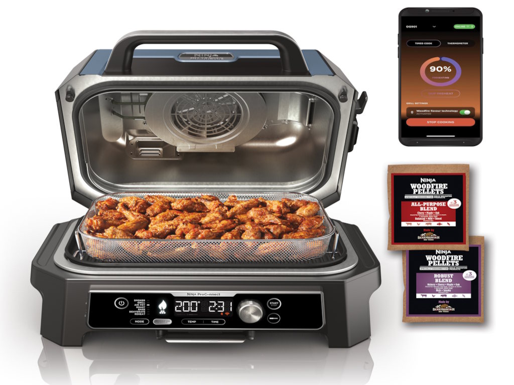 Roštilj NINJA OG901EU Woodfire PRO Connect XL/1700W/plava-crna