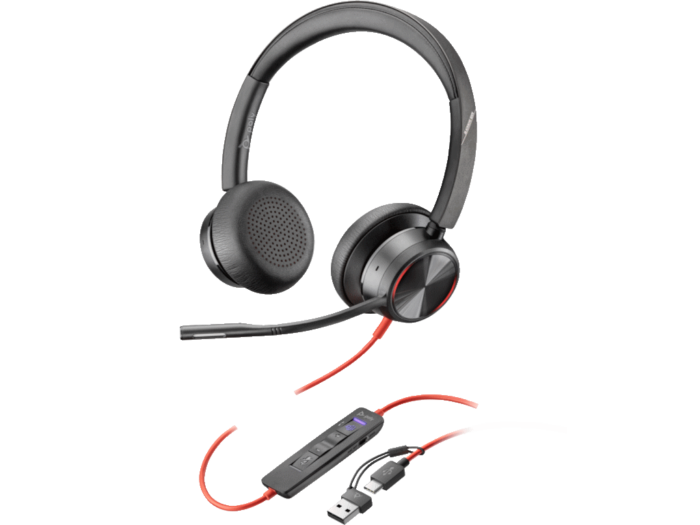 Slušalice HP Poly Blackwire 8225 Stereo/Hibrid ANC/AFence/USB-C+USB-C/A Adapter/8X223AA/crna